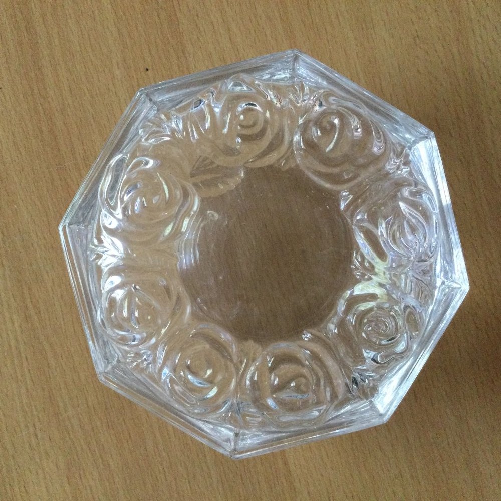 Clear Glass heavy jar container box with lid octagon shape